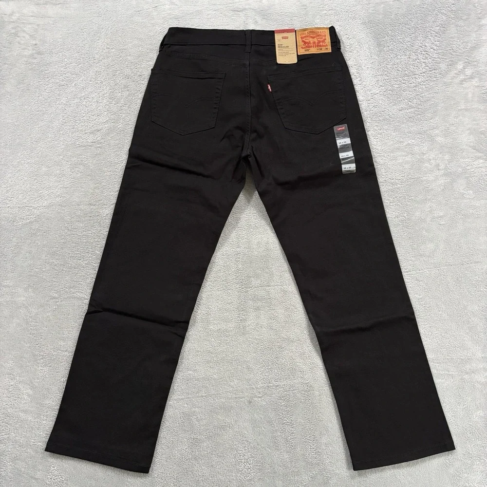 NWT Levi's 505 Jeans Men's 32x30 Straight Mid Rise Premium Soft Twill Black